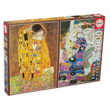 Puzzle Educa din 2 x 1000 de piese - Sarutul si Fecioara de Gustav Klimt