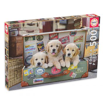 Puzzle Educa din 500 de piese - Catelusi in bagaj