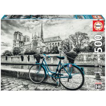 Puzzle Educa din 500 de piese - Cu bicicleta in apropiere de Notre Dame