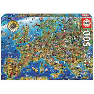 Puzzle Educa din 500 de piese - O harta neobisnuita a Europei