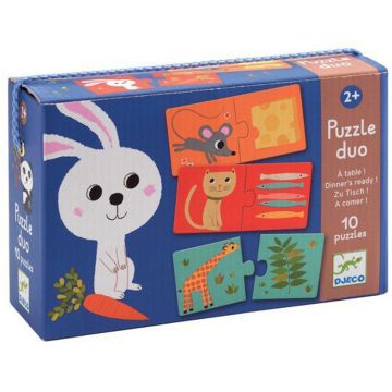 Puzzle educativ Djeco Duo din 20 de piese - Cina este gata