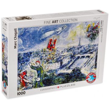 Puzzle Eurographics de 1000 piese - Buchetul din Paris, Mark Chagall