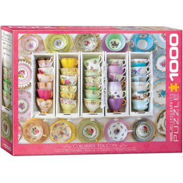 Puzzle Eurographics din 1000 de piese - Cesti colorate pentru ceai, Alison Henley