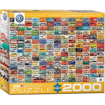 Puzzle Eurographics din 2000 de piese - Microbuze Volkswagen