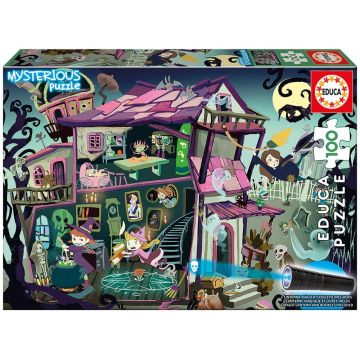 Puzzle-ghicitoare Educa din 100 de piese - Casa bântuită, cu lumină UV
