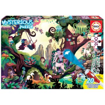 Puzzle-ghicitoare Educa din 200 de piese - Pădure magică, cu lumină UV