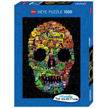 Puzzle Heye din 1000 de piese - Schita cu craniu, John Burgerman