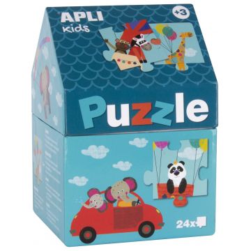 Puzzle in casuta pentru copii APLI Kids de 24 piese - Orasul animalelor