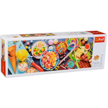 Puzzle panoramic Trefl din 1000 de piese - Dulciuri delicioase
