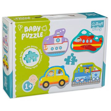 Puzzle pentru bebeluși Trefl 4 în 1 - Mijloace de transport