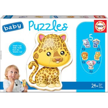 Puzzle pentru bebelusi Educa 5 in 1 - Animale salbatice
