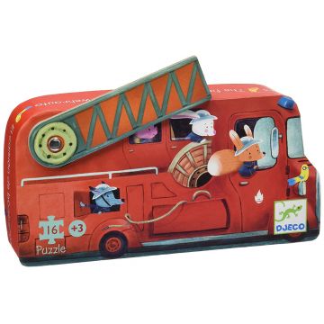 Puzzle pentru copii Djeco de 16 piese - Masina de pompieri