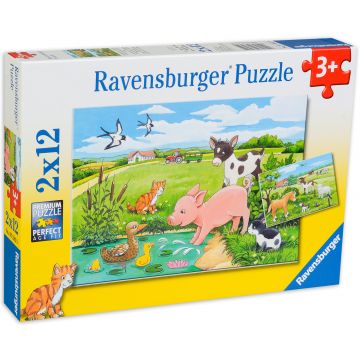 Puzzle Ravensburger din 2 x 12 de piese - Animale micute