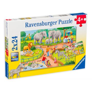 Puzzle Ravensburger din 2 x 24 de piese - Gradina zoologica