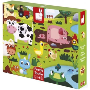 Puzzle tactil Janod de 20 piese - Animalele din ferma