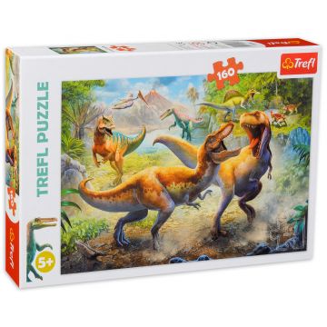 Puzzle Trefl din 160 de piese - Lupta tiranosaurilor