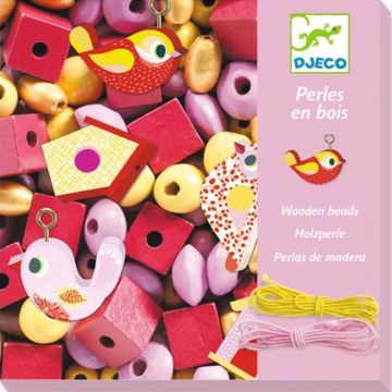 Set creativ Djeco - Creaza bijuterii cu pasari, 450 de margele