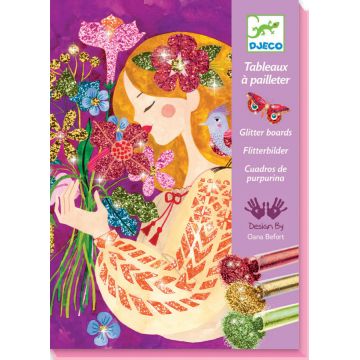 Set de desen cu brocart Djeco - Flori frumoase