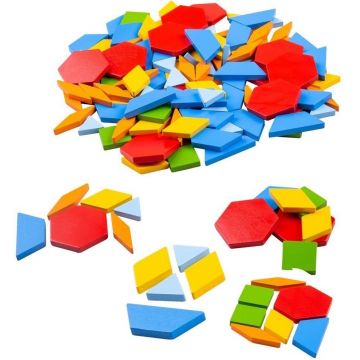 Set din lemn Bigjigs - Placi geometrice
