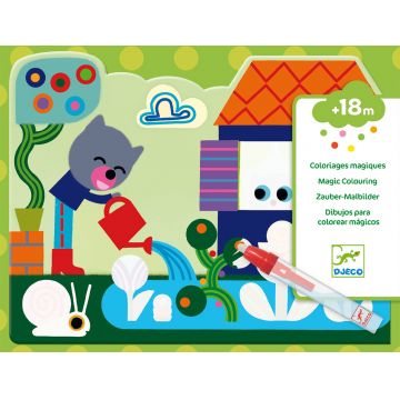 Set imagini de colorat cu apa Djeco - Ascunsi in gradina