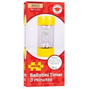 Clepsidra cu nisip pentru copii Bigjigs - 3 minute, galben