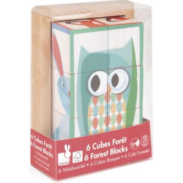 Cubulete in cutie din lemn Janod - Animale de padure