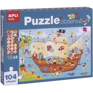 Joc de asociere Apli - Puzzle Corabia piratilor, 104 piese