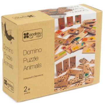 Joc din lemn pentru copii Andreu toys - Domino-puzzle, animale