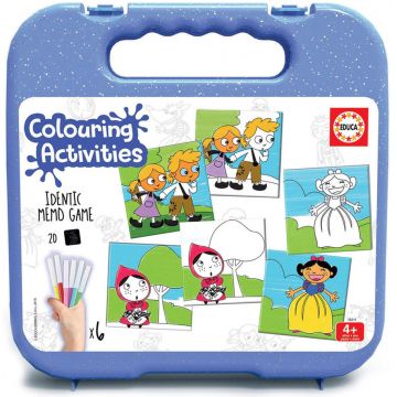 Joc memori de colorat Educa de 20 piese - Forest, cu 6 carioci