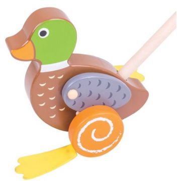 Jucarie de impins din lemn Bigjigs - Rata