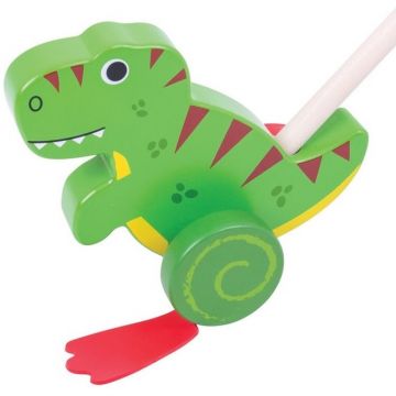 Jucarie de impins din lemn Bigjigs - T-Rex