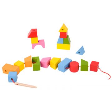 Jucarie de insirat Classic World - Blocuri geometrice, cu figuri din lemn
