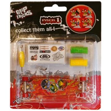 Jucarie pentru degete Grip&Trick - Long Board, rosie cu emoticon