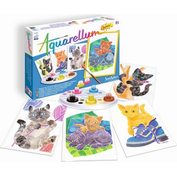 Kit pictatura cu acuarele Sentosphere - Pisicute