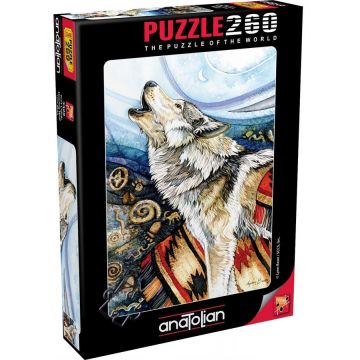 Puzzle Anatolian din 260 de piese - Lup urland, Lynn Bean