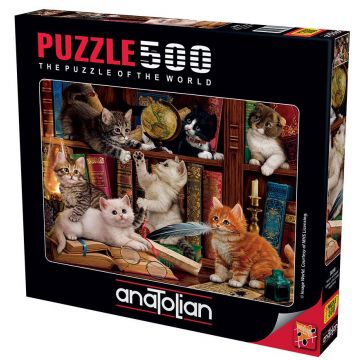 Puzzle Anatolian din 500 de piese - Pisici in biblioteca