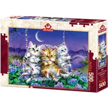 Puzzle Art Puzzle din 500 de piese - Moonlight Swing Kittens