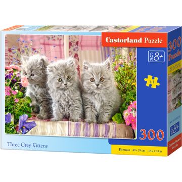 Puzzle Castorland din 300 de piese - Trei pisoi gri