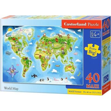 Puzzle Castorland din 40 XXL de piese - Harta lumii