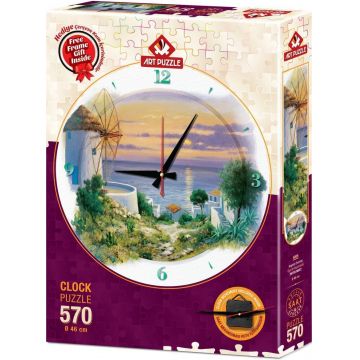 Puzzle-ceas Art Puzzle din 570 de piese - Clock Aegean Evening