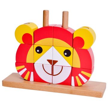 Puzzle din lemn cu cuburi Classic World - Leu
