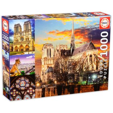 Puzzle Educa din 1000 de piese - Catedrala Notre-Dame din Paris, colaj