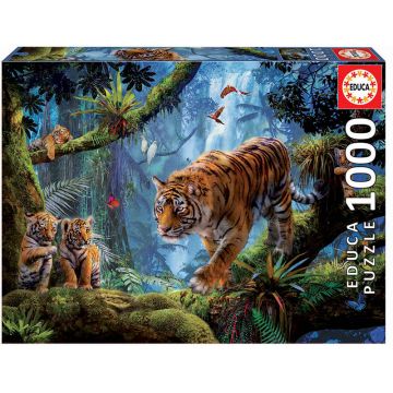 Puzzle Educa din 1000 de piese - Tigers in the tree
