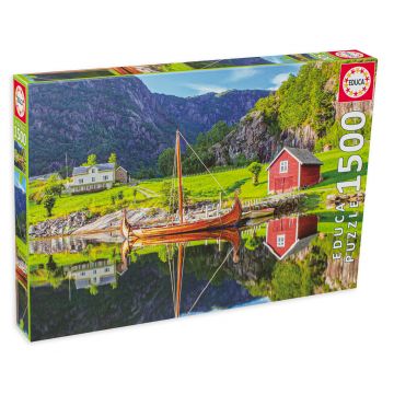 Puzzle Educa din 1500 de piese - Barca Vikingilor