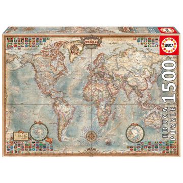 Puzzle Educa din 1500 de piese - Harta politica a lumii