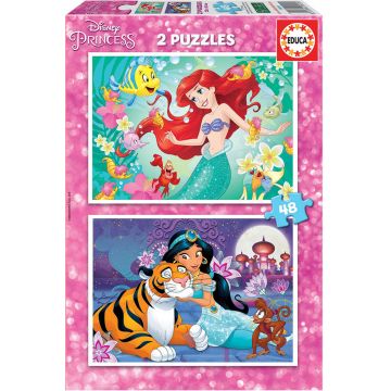 Puzzle Educa din 2 x 48 de piese - Ariel, Jasmin