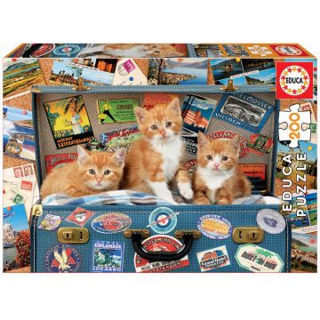 Puzzle Educa din 200 de piese - Travelling Kittens