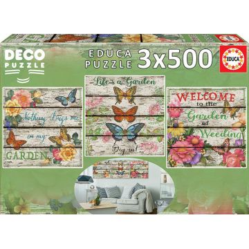 Puzzle Educa din 3 x 500 de piese -  Bun venit in gradina