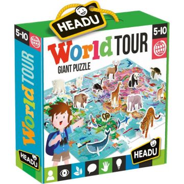 Puzzle educativ Headu - Ocolul pamantului, 108 piese