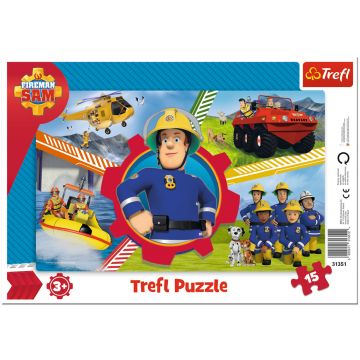 Puzzle in cadru Trefl de 15 piese - O zi a pompierului Sam